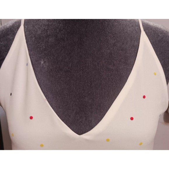 Ann Taylor Loft Outlet White With Polka Dots Satiny Tank Top Xs/P Career Work - Picture 9 of 9